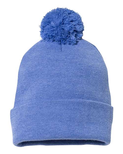 Sportsman SP15 12" Pom-Pom Cuffed Beanie - Heather Royal - front
