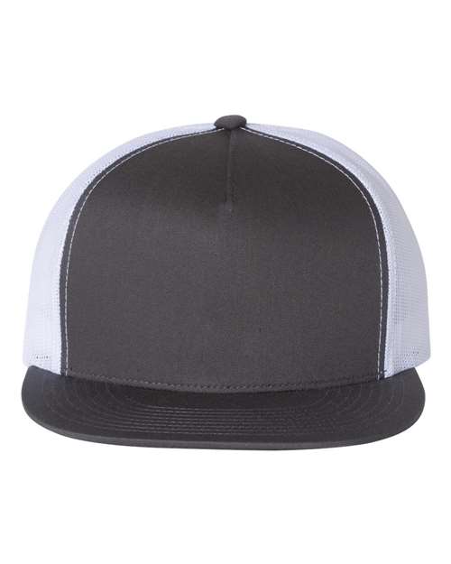 YP Classics 6006 Classic Five-Panel Trucker Cap - Charcoal/ White - front