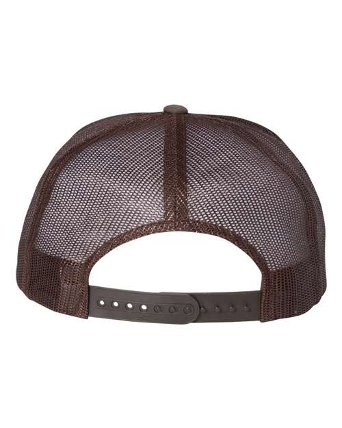 YP Classics 6006 Classic Five-Panel Trucker Cap - Brown/ White/ Brown - back
