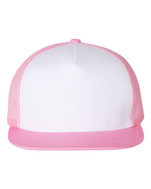 YP Classics 6006 Classic Five-Panel Trucker Cap - Pink/ White/ Pink - front
