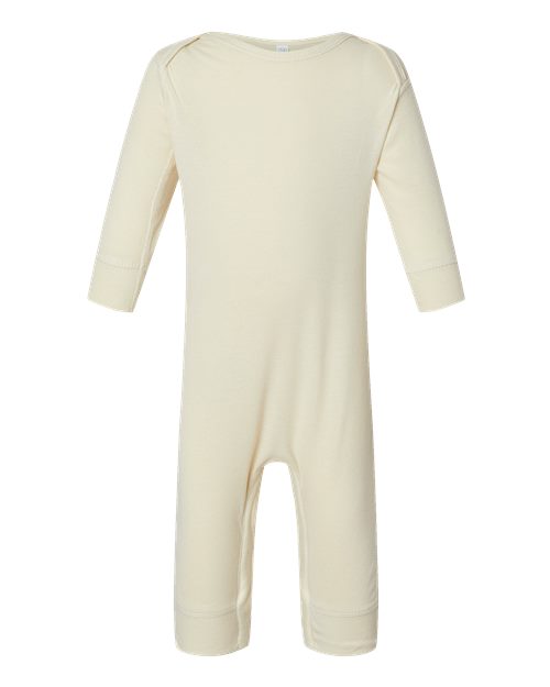 Rabbit Skins 4412 Infant Long Legged Baby Rib Bodysuit - Natural - front