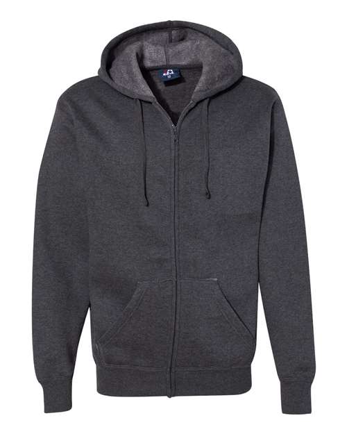 J. America 8821 Men's Premium Full-Zip Hooded Sweatshirt - Charcoal Heather - front