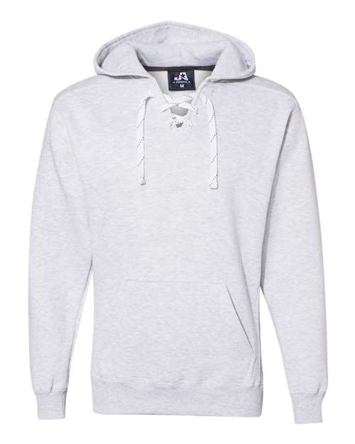 J. America 8830 Men's Sport Lace Hooded Sweatshirt - Ash Heather - front