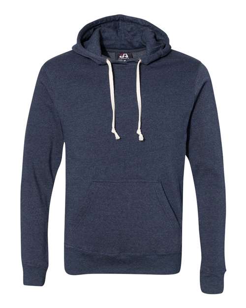 J. America 8871 Men's Triblend Fleece Hooded Sweatshirt - True Navy Triblend - front