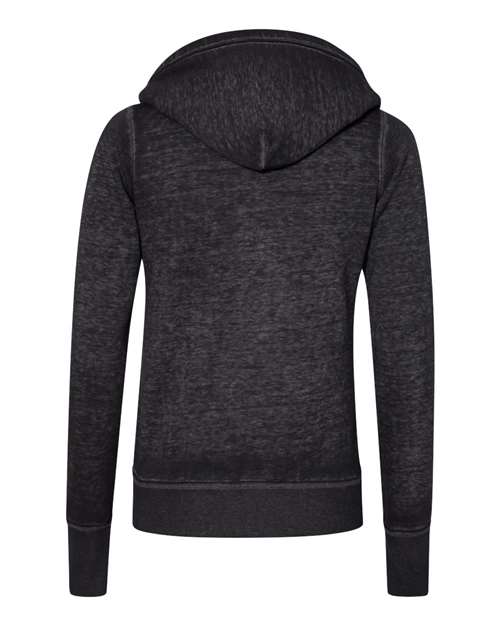 J. America 8913 Women's Zen Fleece Full-Zip Hooded Sweatshirt - Twisted Black - back