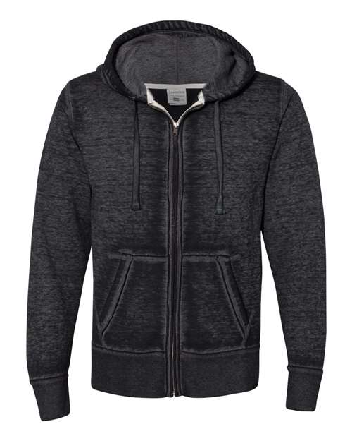 J. America 8916 Men's Vintage Zen Fleece Full-Zip Hooded Sweatshirt - Twisted Black - front