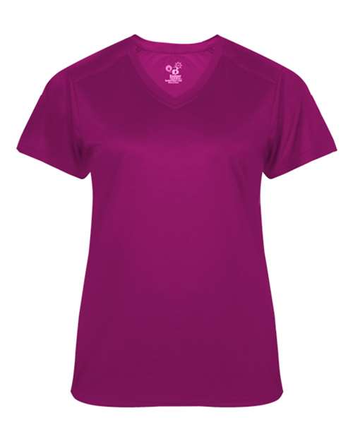 Badger 4062 Women's Ultimate SoftLock™ V-Neck T-Shirt - Hot Pink - front