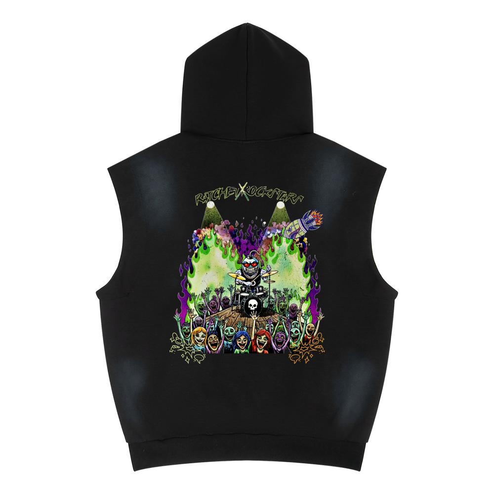 Dooms day Unisex Vintage Wash Sun Fade Sleeveless Hoodie