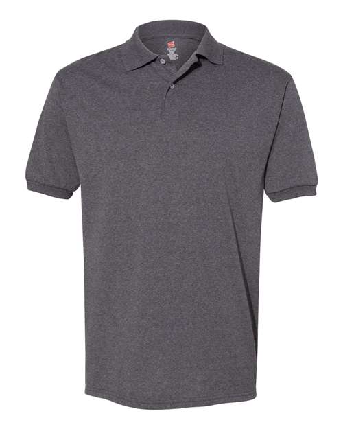 Hanes 054X Unisex EcoSmart® Jersey Polo - Charcoal Heather - front