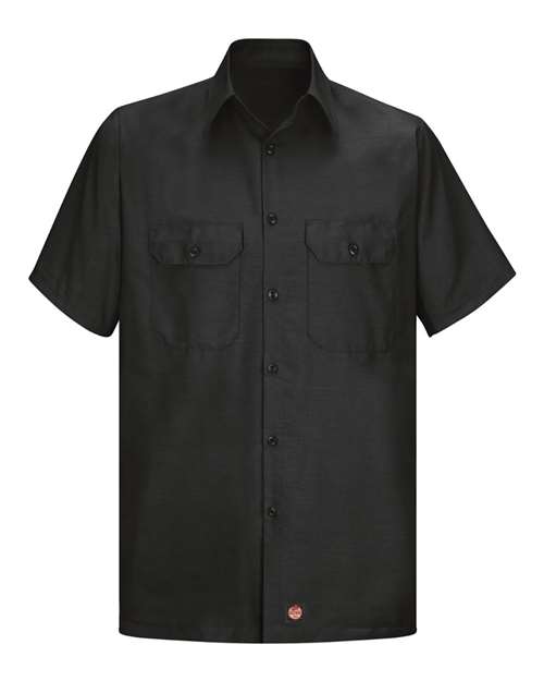 Red Kap SY60T Men's Tall Ripstop Short Sleeve Work Shirt - Black - front