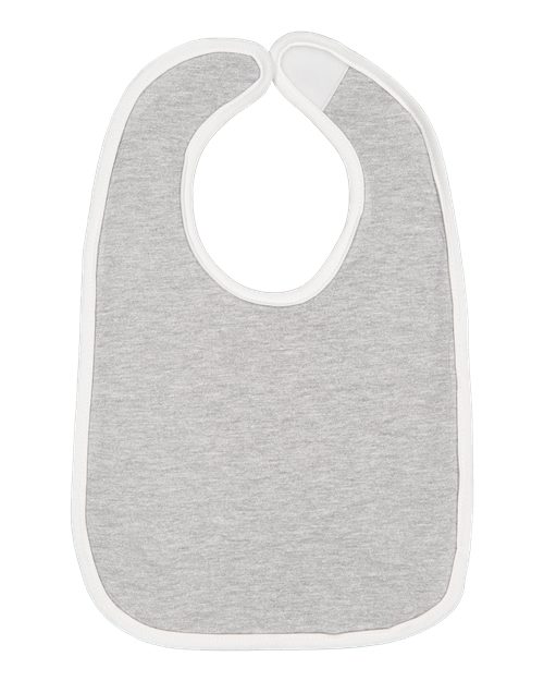 Rabbit Skins 1004 Infant Contrast Trim Premium Jersey Bib - Heather/ White - side