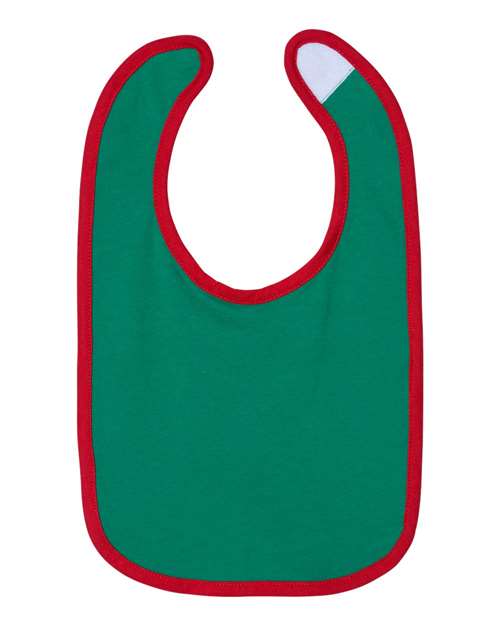 Rabbit Skins 1004 Infant Contrast Trim Premium Jersey Bib - Kelly/ Red - side