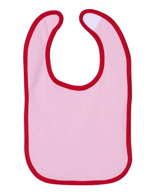 Rabbit Skins 1004 Infant Contrast Trim Premium Jersey Bib - Pink/ Red - side