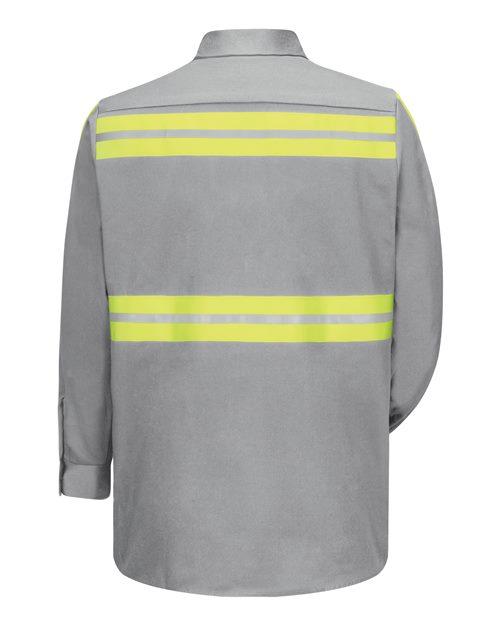 Red Kap SC30ET Men's Tall Enhanced Visibility Long Sleeve Cotton Work Shirt - GY-Grey - back