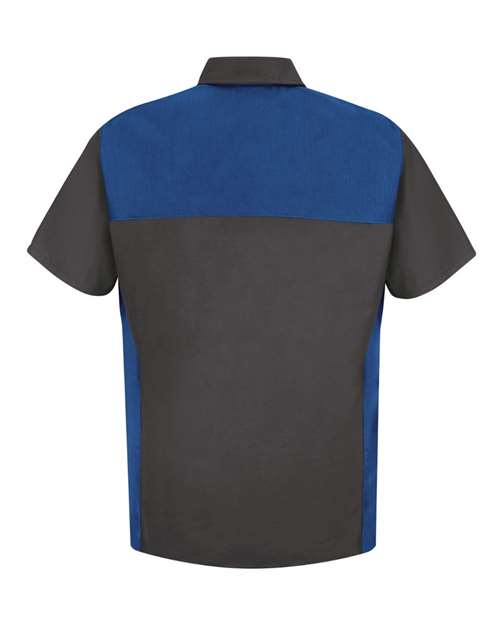 Red Kap SP28 Men's Short Sleeve Motorsports Shirt - Charcoal/ Royal - back