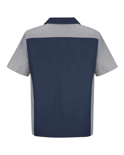 Red Kap SY20T Men's Tall Short Sleeve Automotive Crew Shirt - Navy/ Grey - back