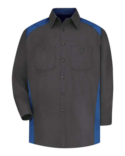 Red Kap SP18 Men's Motorsports Shirt - Charcoal/ Royal - front