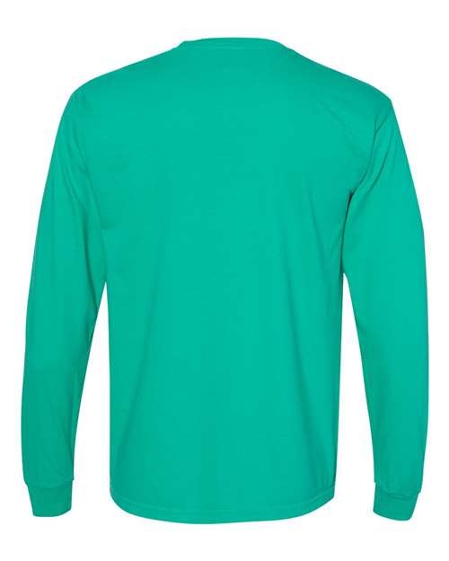 Comfort Colors 4410 Unisex Garment-Dyed Heavyweight Long Sleeve Pocket T-Shirt - Island Green - back