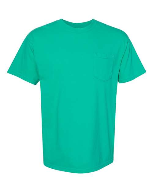 Comfort Colors 6030 Unisex Garment-Dyed Heavyweight Pocket T-Shirt - Island Green - front
