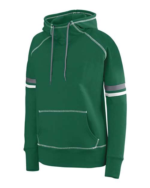 Augusta Sportswear 5440 Women's Spry Hooded Sweatshirt - Dark Green/ White/ Graphite - side