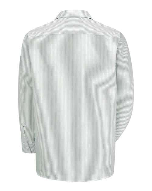 Red Kap SP10 Men's Premium Long Sleeve Work Shirt - GW-White/ Green Stripe - back