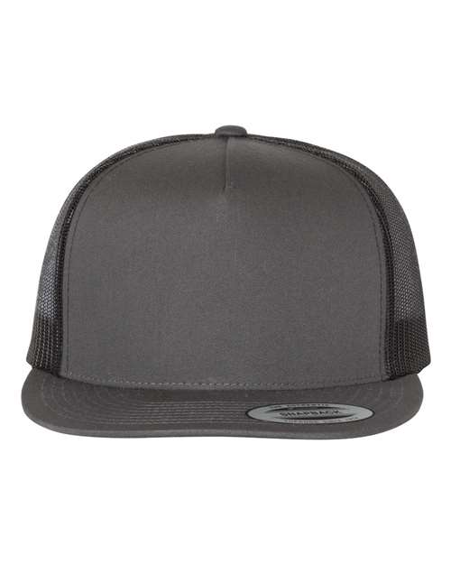 YP Classics 6006 Classic Five-Panel Trucker Cap - Charcoal/ Black - front