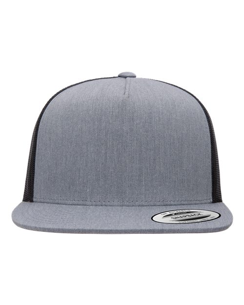 YP Classics 6006 Classic Five-Panel Trucker Cap - Heather/ Black - front