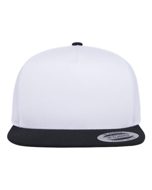 YP Classics 6006 Classic Five-Panel Trucker Cap - Black/ White/ White - front