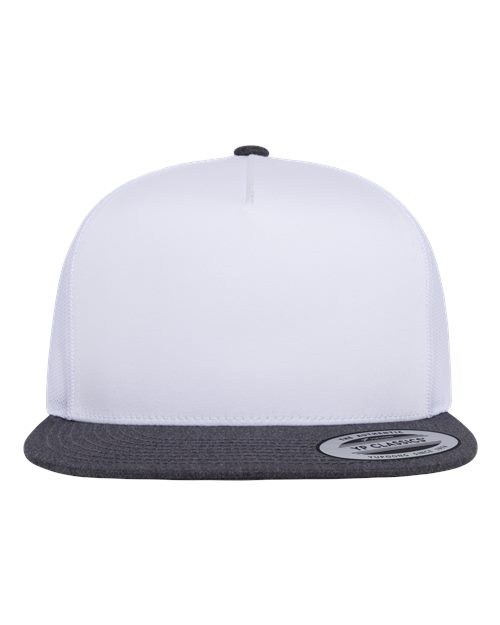 YP Classics 6006 Classic Five-Panel Trucker Cap - Dark Heather/ White/ White - front