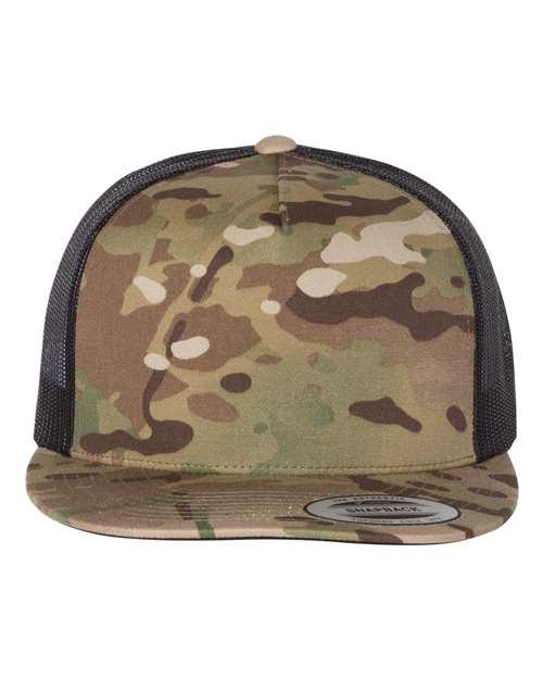 YP Classics 6006 Classic Five-Panel Trucker Cap - Multicam Green/ Black - front