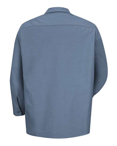 Red Kap SP14T Men's Tall Industrial Long Sleeve Work Shirt - Postman Blue - back