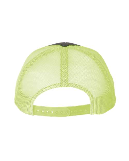 YP Classics 6606 Retro Trucker Cap - Charcoal/ Neon Green - back