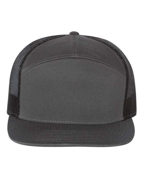Richardson 168 Seven-Panel Trucker Cap - Charcoal/ Black - front