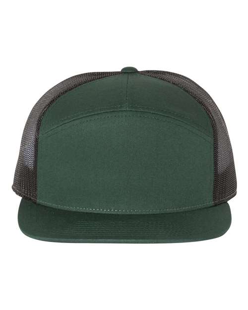 Richardson 168 Seven-Panel Trucker Cap - Dark Green/ Black - front