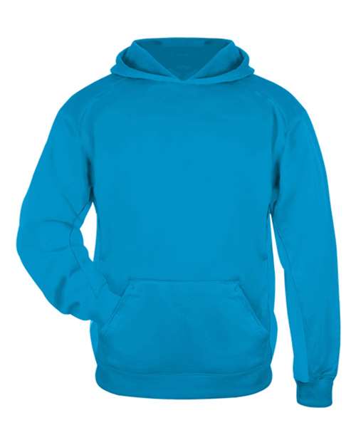 Badger 2454 Youth Performance Fleece Hooded Sweatshirt - Electric Blue - front