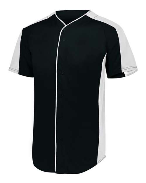 Augusta Sportswear 1656 Youth Full Button Baseball Jersey - Black/ White - side