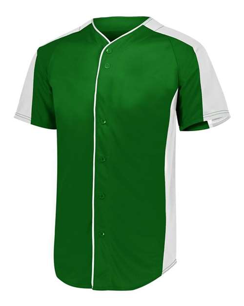 Augusta Sportswear 1656 Youth Full Button Baseball Jersey - Dark Green/ White - side