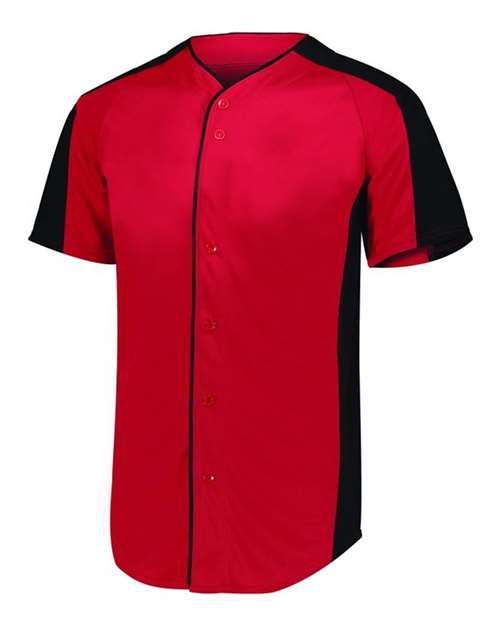 Augusta Sportswear 1656 Youth Full Button Baseball Jersey - Red/ Black - side