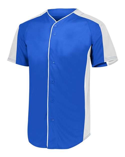 Augusta Sportswear 1656 Youth Full Button Baseball Jersey - Royal/ White - side