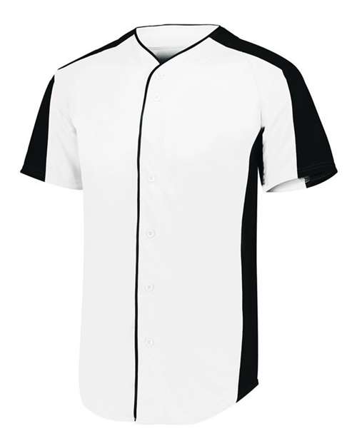 Augusta Sportswear 1656 Youth Full Button Baseball Jersey - White/ Black - side