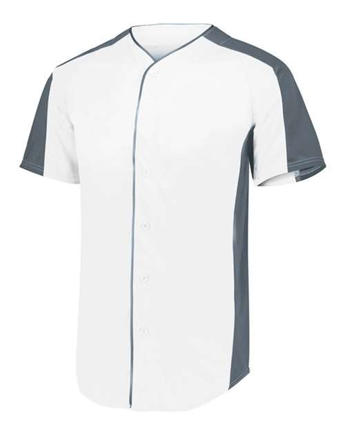 Augusta Sportswear 1656 Youth Full Button Baseball Jersey - White/ Graphite - side