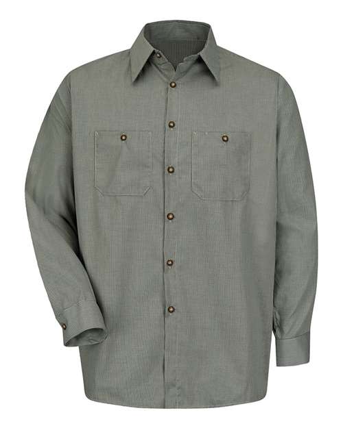 Red Kap SP10T Men's Tall Premium Long Sleeve Work Shirt - HK-Hunter Green/ Khaki - front