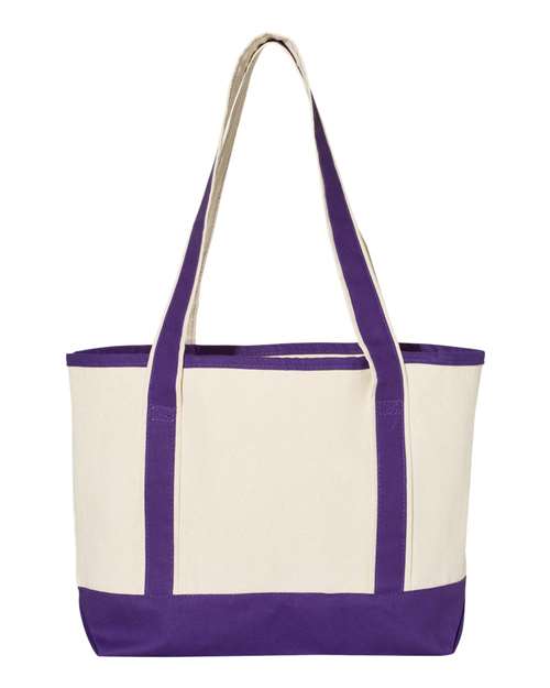 Q-Tees Q125800 20L Small Deluxe Tote - Natural/ Purple - back