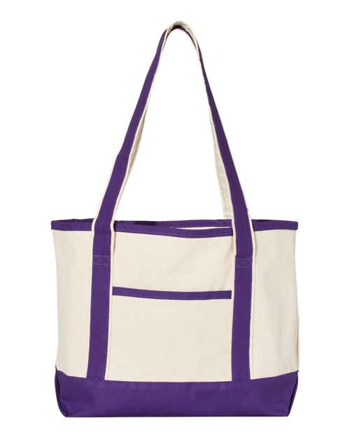 Q-Tees Q125800 20L Small Deluxe Tote - Natural/ Purple - front