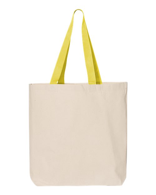 Q-Tees Q4400 11L Canvas Tote with Contrast-Color Handles - Natural/ Yellow - back