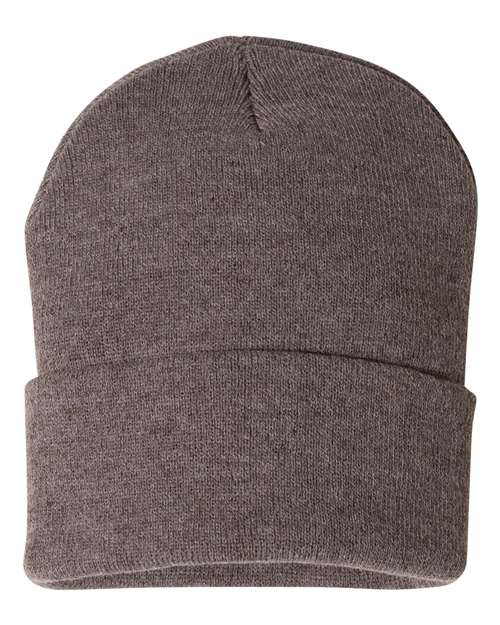 Sportsman SP12 12" Solid Cuffed Beanie - Heather Brown - back