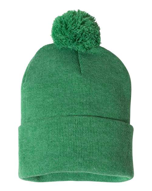 Sportsman SP15 12" Pom-Pom Cuffed Beanie - Heather Kelly - back