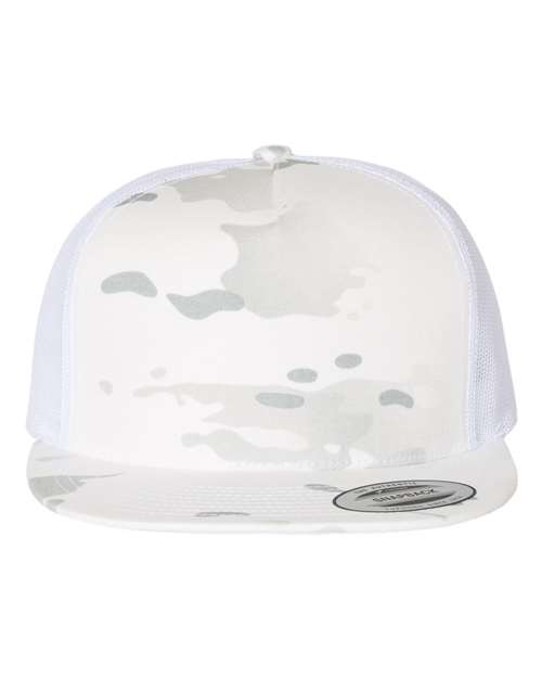 YP Classics 6006 Classic Five-Panel Trucker Cap - Multicam Alpine/ White - front