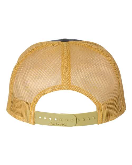 Richardson 168 Seven-Panel Trucker Cap - Charcoal/ Old Gold - back