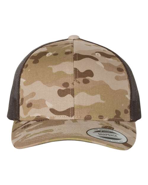 YP Classics 6606 Retro Trucker Cap - Multicam Arid/ Brown - front